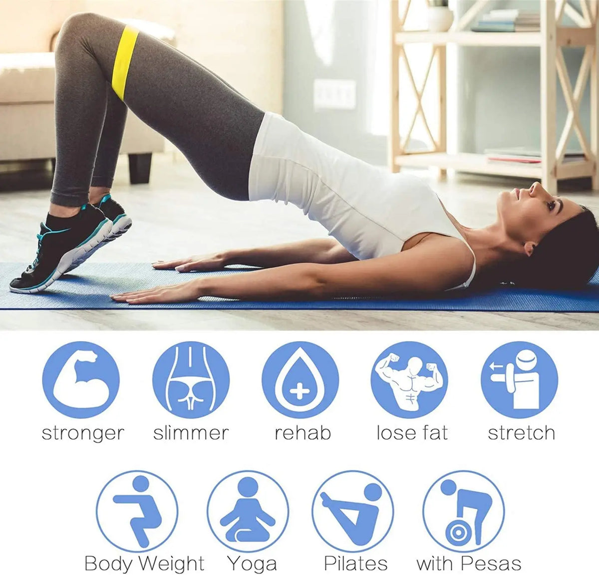 Resistance Bands Set (5 Stuks) – Fitness Elastieken – Booty Bands – Thuis Workout – Krachttraining & Yoga – 5 Weerstandsniveaus