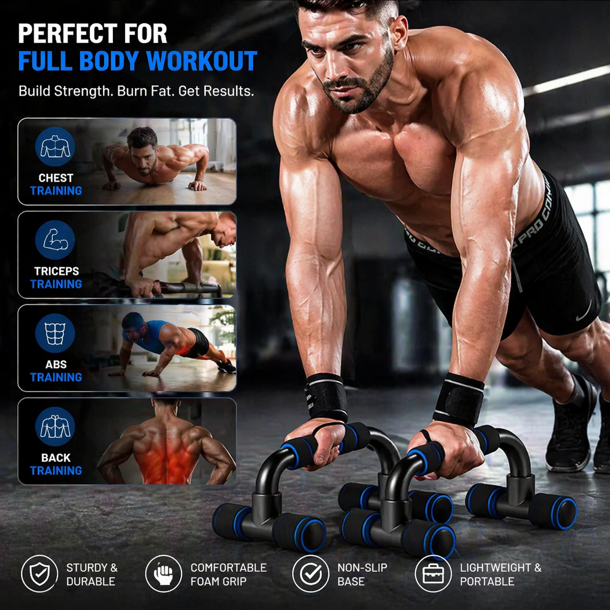 Premium Push-Up Bars Set – Sterkere Borst, Armen & Core | Thuis Fitness