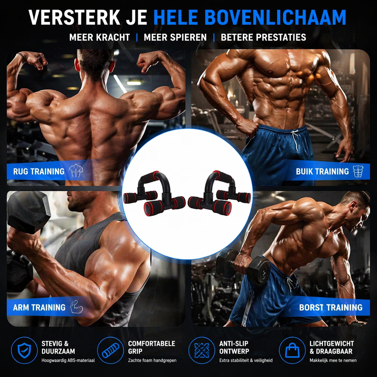 Premium Push-Up Bars Set – Sterkere Borst, Armen & Core | Thuis Fitness